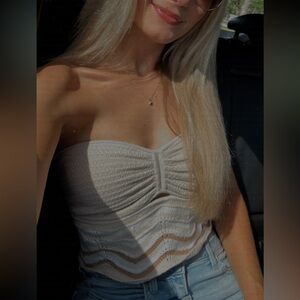 American Eagle Outfitters Cream Crop Top